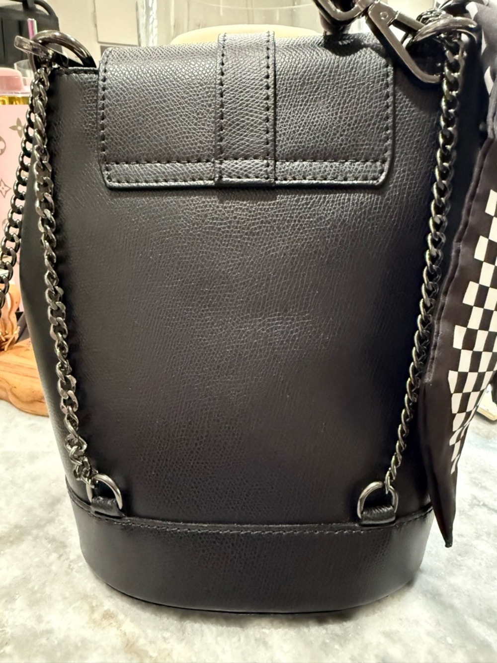 Small Black Leather Crossbody/Hand/ BackPack Camilla Rose /Vera Pelle. 10” tall. - Picture 4 of 11
